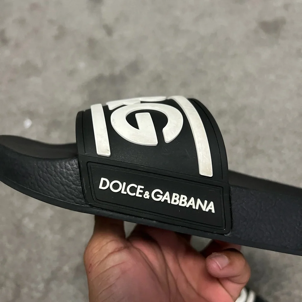 D&G Black & White Logo Slide Sandals - Picture 10 of 14